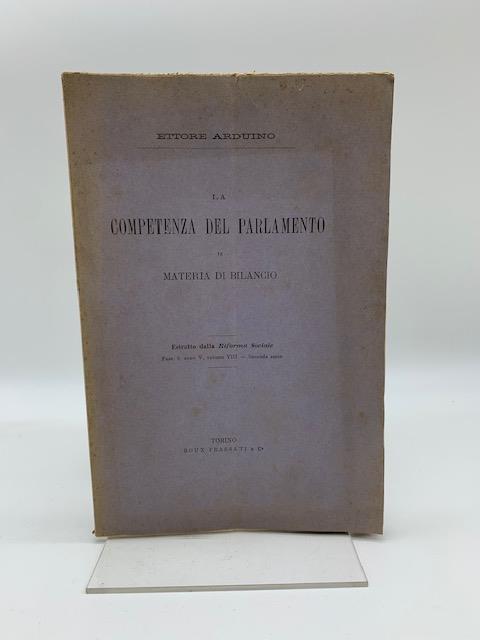La competenza del Parlamento in materia di bilancio - Ettore Arduino - copertina