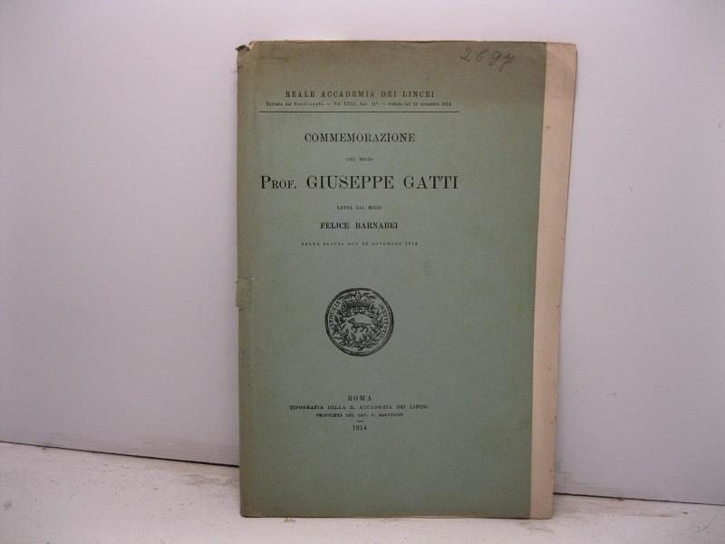 Commemorazione del Prof. Giuseppe Gatti