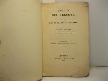 Saggio sui gelseti e sopra una nuova specie di gelso del sig. Bonafous - Matthieu Bonafous - copertina