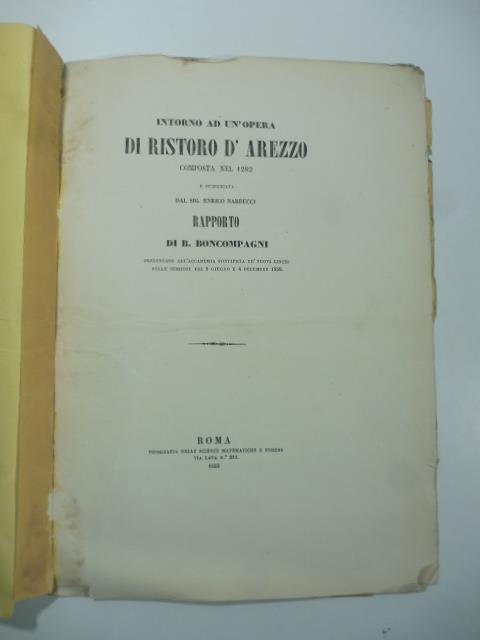 Intorno ad un'opera di Ristoro d'Arezzo composta nel 1282 - B. Boncompagni - copertina