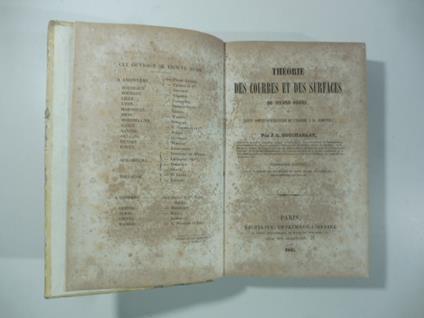Theorie des courbes et des surfaces du second ordre ou traite' complet d'application de l'algebre a la geometrie.. - Jean Louis Boucharlat - copertina