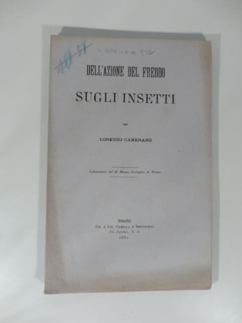 Dell'azione del freddo sugli insetti