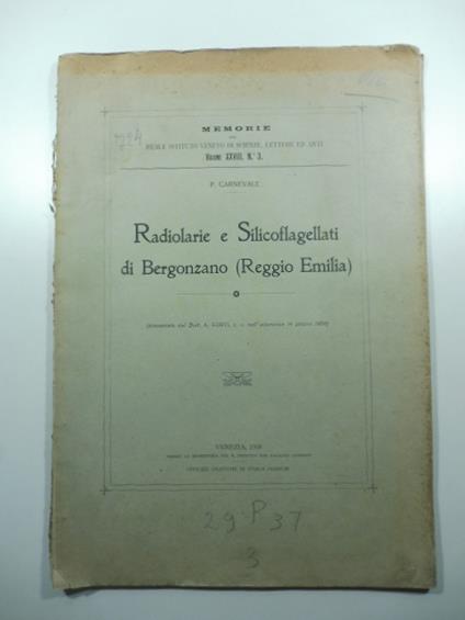 Radiolarie e silicoflagellati di Bergonzano (Reggio Emilia) - P. Carnevale - copertina
