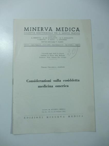 Considerazioni sulla cosiddetta medicina omerica - Ubaldo Ceccarelli - copertina