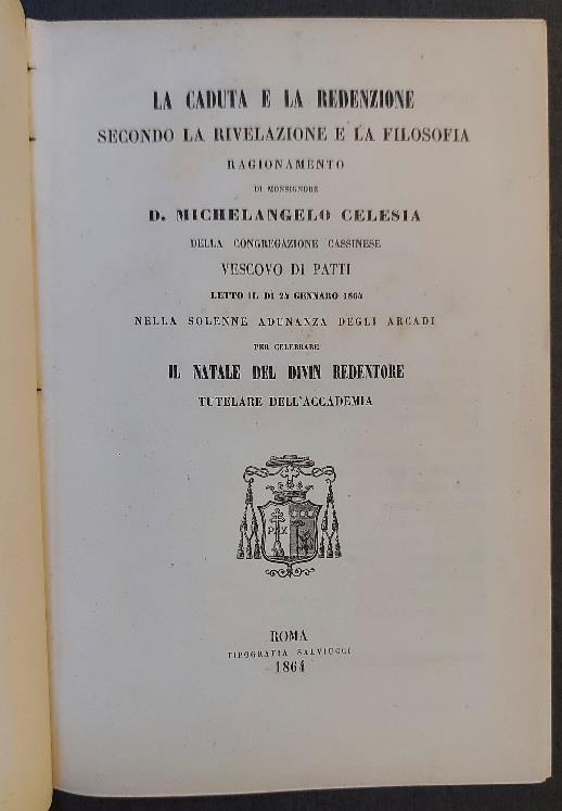 La caduta e la redenzione secondo la rivelazione e la filosofia. Ragionamento - Michelangelo Celesia - copertina