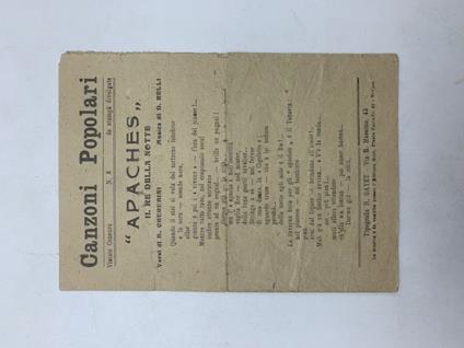 Canzoni popolari. Apaches il re della notte. Versi di B. Cherubini. Musica di D. Rulli - B. Cherubini - copertina