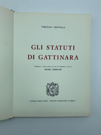 Gli statuti di Gattinara - Virgilio Crovella - copertina