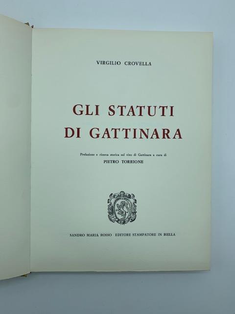 Gli statuti di Gattinara - Virgilio Crovella - copertina