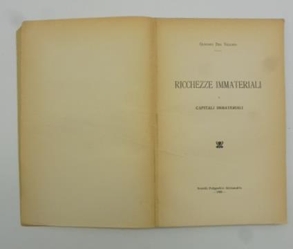 Ricchezze immateriali e capitali immateriali - Gustavo Del Vecchio - copertina