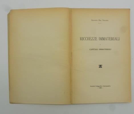 Ricchezze immateriali e capitali immateriali - Gustavo Del Vecchio - copertina