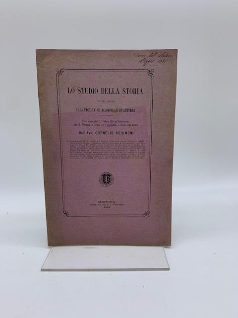 Lo studio della storia in relazione alla Facolta' di Filosofia e di Lettere