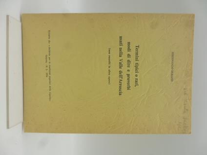 Termini tipici o rari, modi di dire e proverbi usati nella Valle dell'Arroscia (non raccolti in altre opere) - Ferdinando Durand - copertina