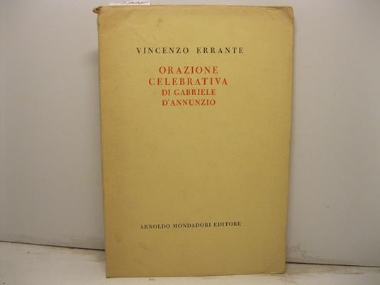 Orazione celebrativa di Gabriele D'Annunzio - Vincenzo Errante - copertina