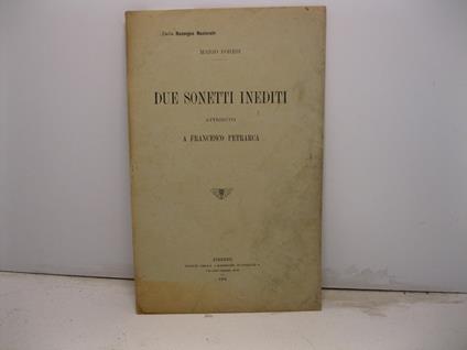 Due sonetti inediti attribuiti a Francesco Petrarca - Mario Foresi - copertina