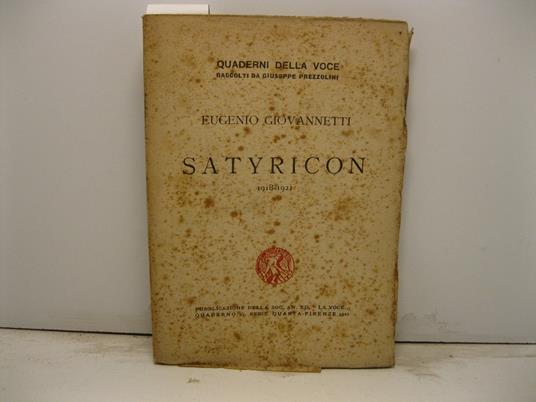 Satyricon (1918-1921) - Eugenio Giovannetti - copertina