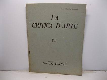 La critica d'arte. VII. Jacobello e Pietro Paolo da Venezia. Estratto dal n.7 (Febbraio), 1937 - Cesare Gnudi - copertina