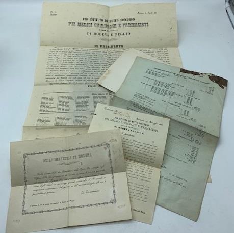 Regolamento del Pio Istituto di Mutuo Soccorso pei medici, chirurghi e farmacisti delle due province di Modena e di Reggio - Michele Goldoni - copertina