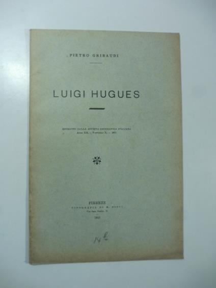 Luigi Hugues - Pietro Gribaudi - copertina