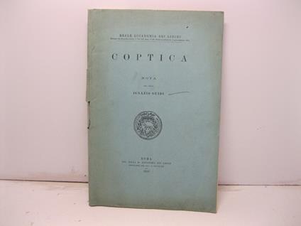 Coptica. Nota - Ignazio Guidi - copertina