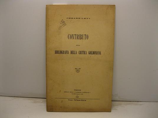 Contributo alla bibliografia della critica goldoniana - Cesare Levi - copertina