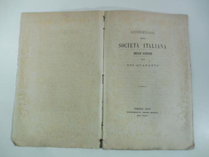 Questione della Societa' italiana delle Scienze dei Quaranta - Stefano Marianini - copertina