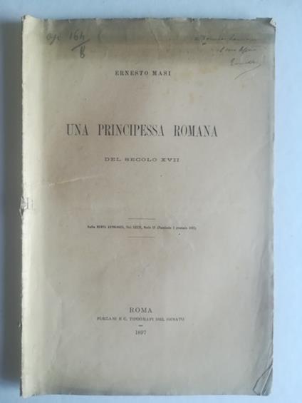 Una principessa romana del secolo XVII - Ernesto Masi - copertina