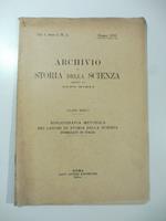 Bibliografia metodica dei lavori di storia della scienza pubblicati in Italia