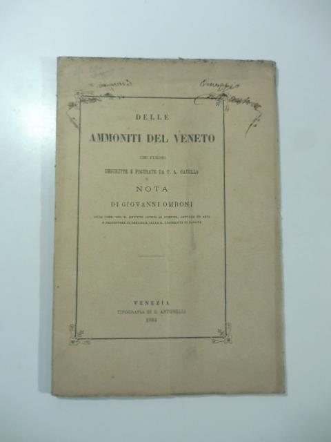 Delle ammoniti del Veneto che furono descritte e figurate da T. A. Catullo. Nota