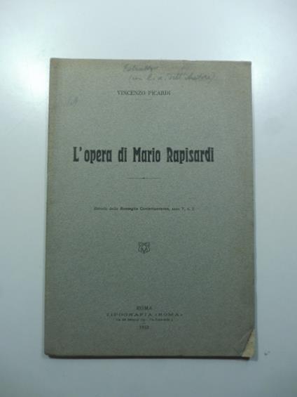 L' opera di Mario Rapisardi - Vincenzo Picardi - copertina