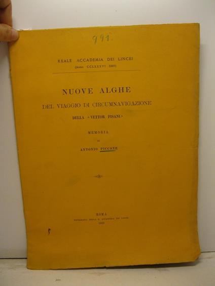 Nuove alghe del viaggio di circumnavigazione della 'Vettor Pisani' - Antonio Piccone - copertina