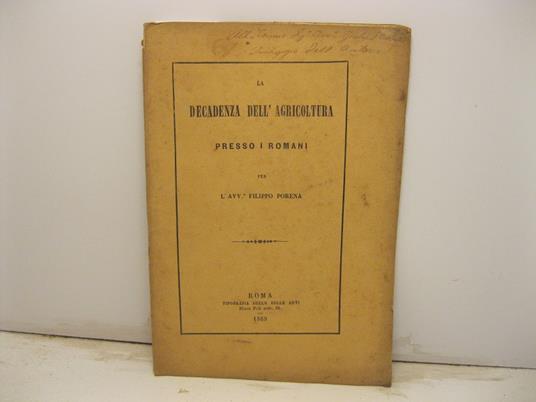 La decadenza dell'agricoltura presso i Romani - Filippo Porena - copertina