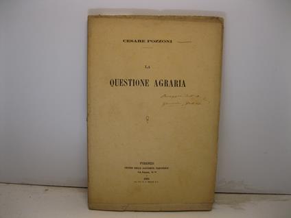 La questione agraria - Cesare Pozzoni - copertina