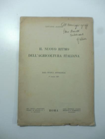 Il nuovo ritmo dell'agricoltura italiana - Giovanni Raineri - copertina
