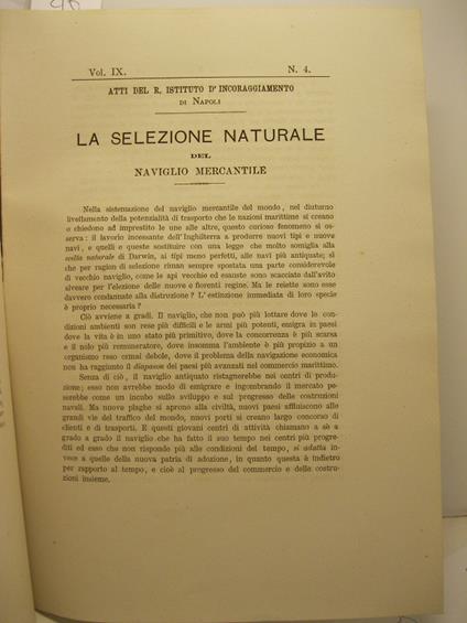 La selezione naturale del naviglio mercantile - Salvatore Raineri - copertina