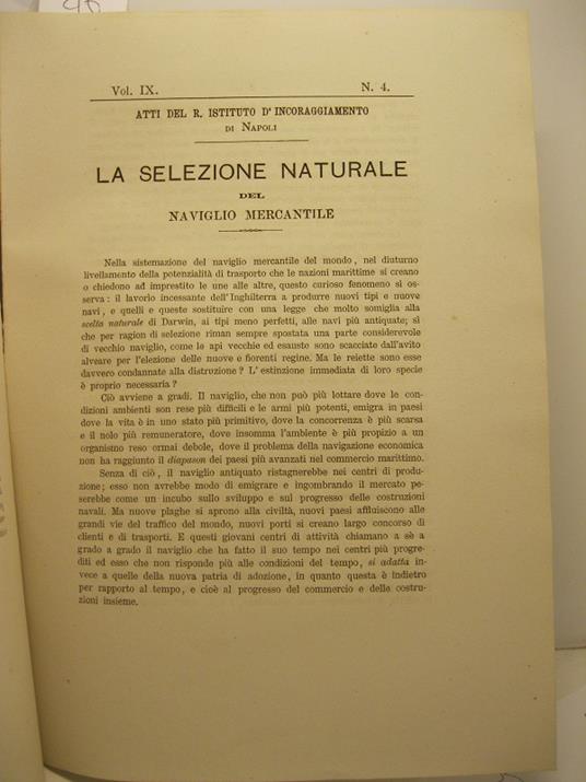 La selezione naturale del naviglio mercantile - Salvatore Raineri - copertina