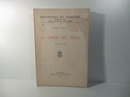 La lingua del Verga. Seconda ristampa - Gino Raya - copertina