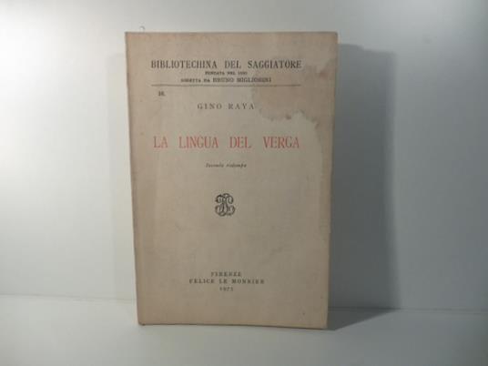 La lingua del Verga. Seconda ristampa - Gino Raya - copertina