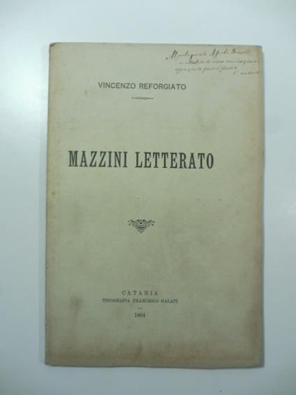 Mazzini letterato - Vincenzo Reforgiato - copertina
