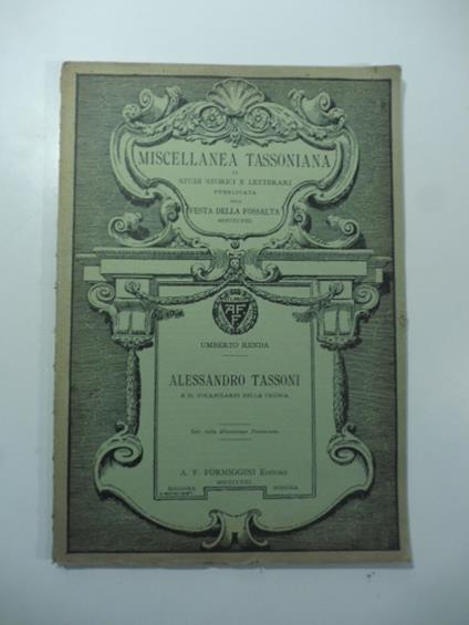 Alessandro Tassoni e il vocabolario della Crusca - Umberto Renda - copertina