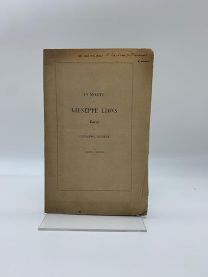 In morte di Giuseppe Lions. Carme - Giuseppe Revere - copertina