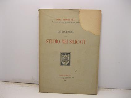 Introduzione allo studio dei silicati - Ettore Ricci - copertina