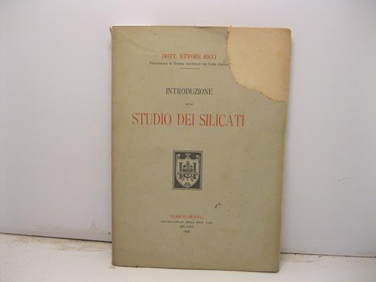 Introduzione allo studio dei silicati - Ettore Ricci - copertina