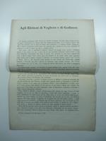 Agli elettori di Voghera e di Godiasco