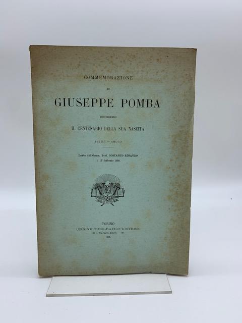 Commemorazione di Giuseppe Pomba ricorrendo il centenario della sua nascita (1795-1895) - Costanzo Rinaudo - copertina