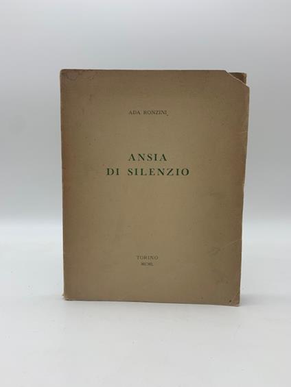 Ansia di silenzio - Ada Ronzini - copertina