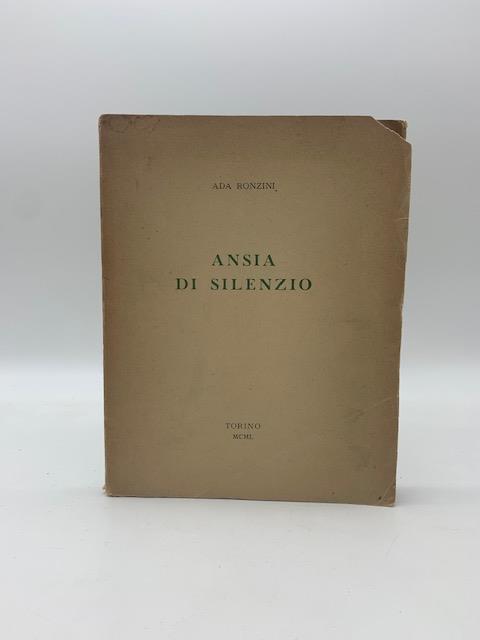 Ansia di silenzio - Ada Ronzini - copertina