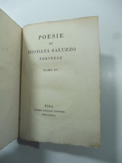 Parnaso degli Italiani viventi, vol. IV. Poesie di Diodata Saluzzo torinese - Diodata Saluzzo - copertina