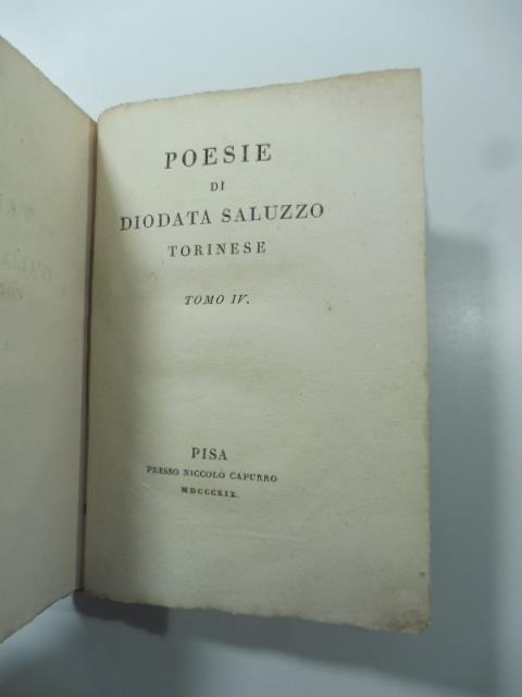 Parnaso degli Italiani viventi, vol. IV. Poesie di Diodata Saluzzo torinese - Diodata Saluzzo - copertina