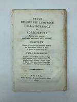 Delle epoche piu' luminose della botanica ed agricoltura dalla loro origine fino alla decadenza delle scienze. Orazione recitata all'occasione dell'aprimento del Liceo del Dipartimento d'Olona..