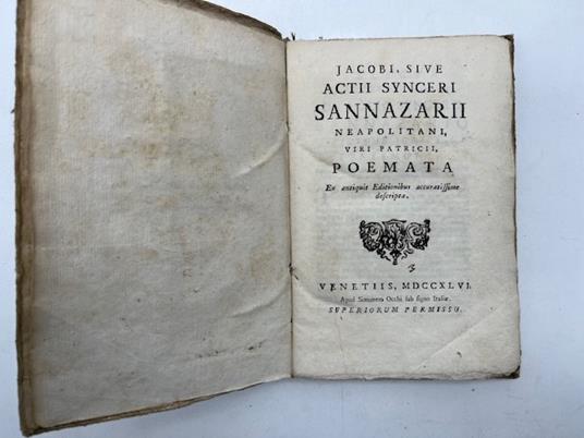 Jacobi sive actii synceri Sannazarii neapolitani viri patricii poemata - Jacopo Sannazaro - copertina